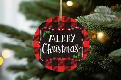 Merry Christmas Buffalo Plaid Ornament