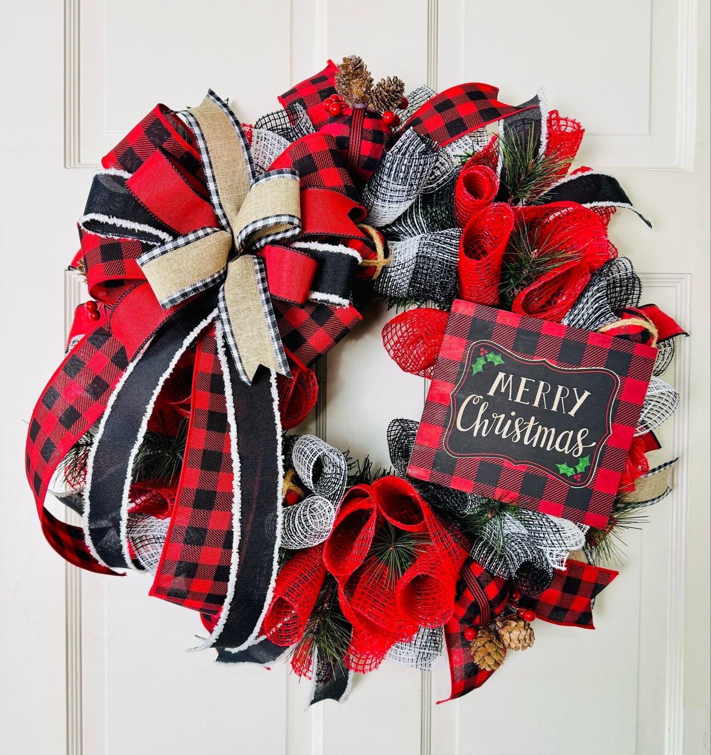 Merry Christmas Buffalo Plaid Wreath
