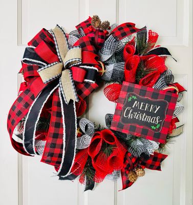 Merry Christmas Buffalo Plaid Wreath