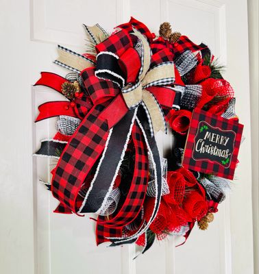Merry Christmas Buffalo Plaid Wreath