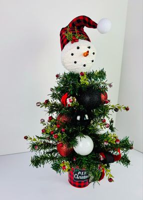 Merry Christmas Buffalo Plaid Snowman Tree