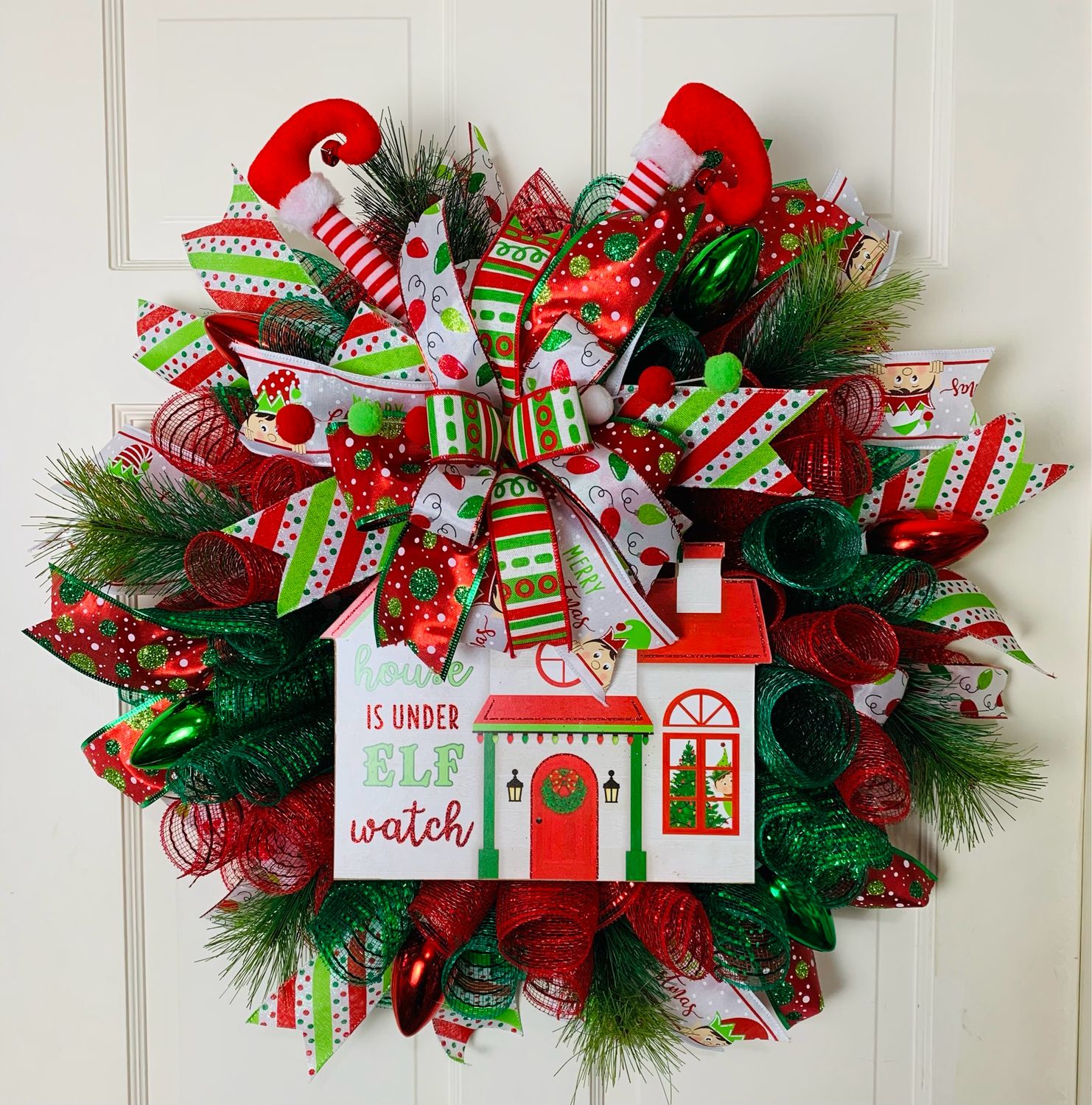 Elf Watch Christmas Wreath