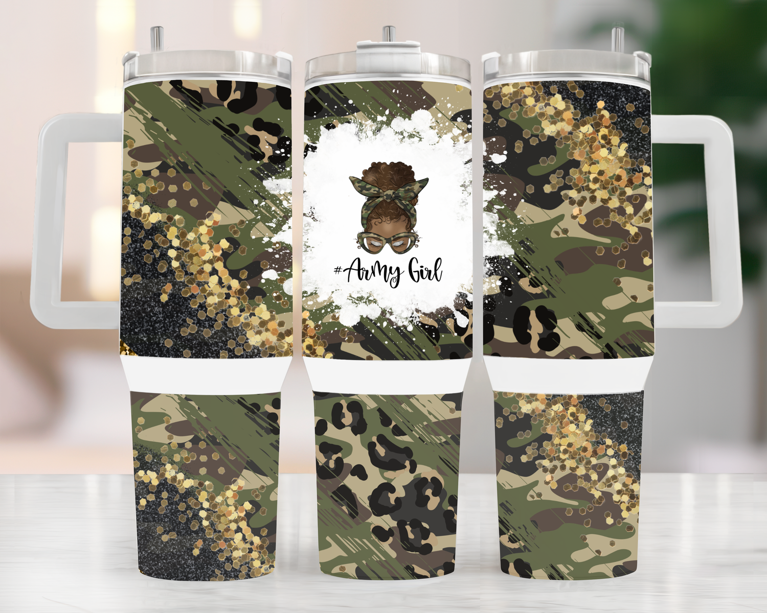 Army Girl 40 oz Tumbler with Handle