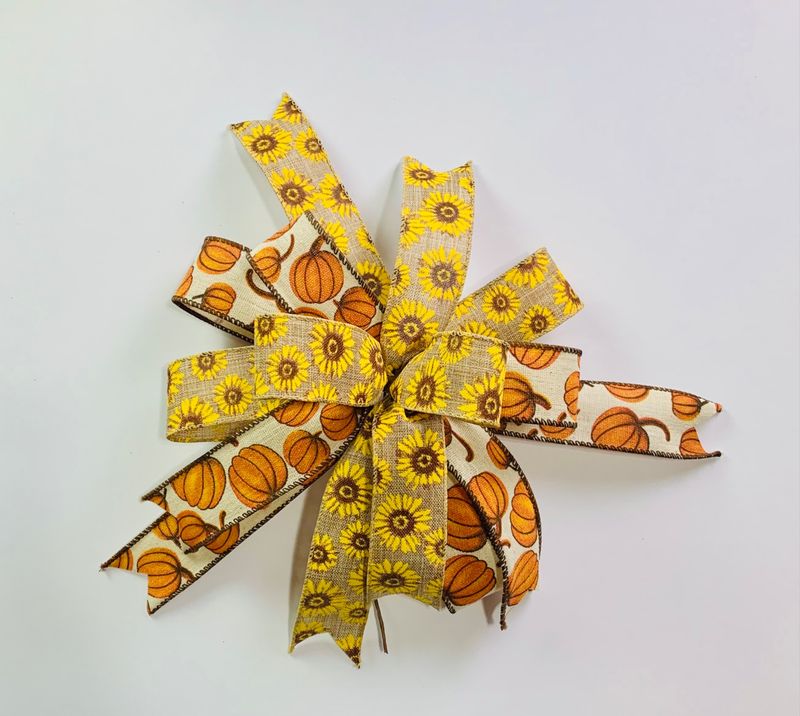 Fall Bow with Sunflowers &amp; Pumpkins