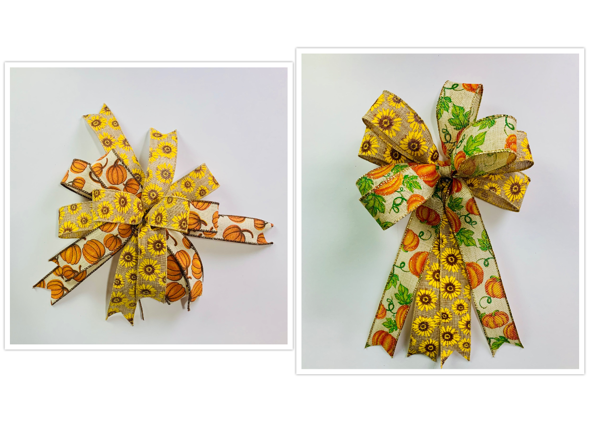 Fall Bow with Sunflowers &amp; Pumpkins