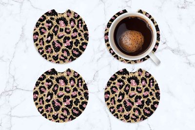 Leopard Print Car Coasters Set of 2
