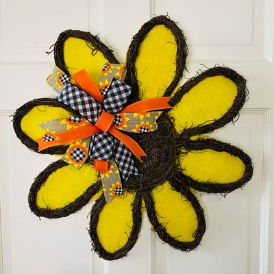Sunflower Grapevine Door Hanger with Bow