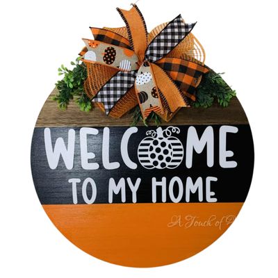 Welcome To Our Home Fall Door Hanger