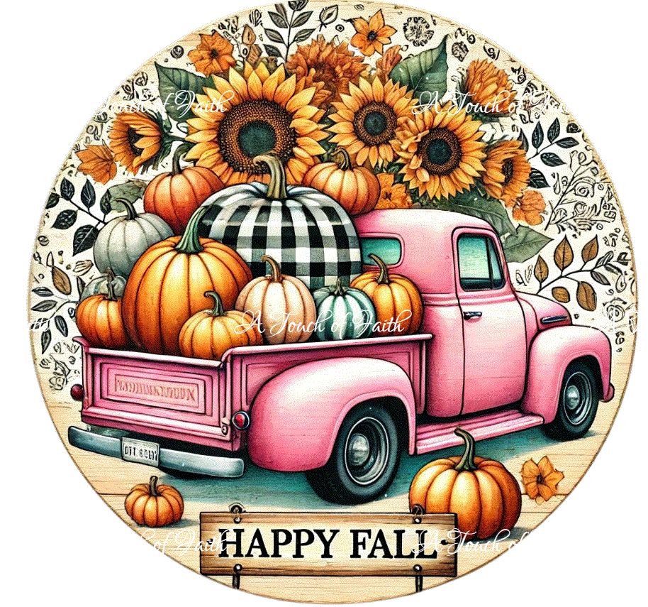 Happy Fall Truck Wreath Sign