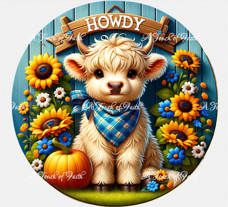 Howdy Cow Wreath Sign