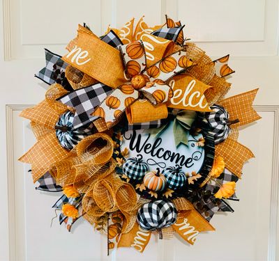 Buffalo Plaid Pumpkin Wreath