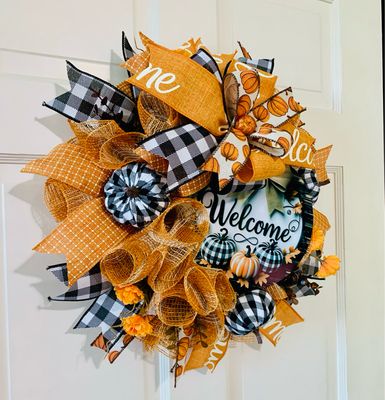 Buffalo Plaid Pumpkin Wreath