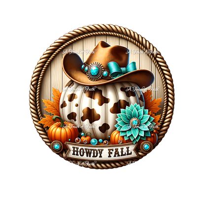 Howdy Fall Cowboy Pumpkin Sign
