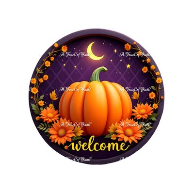 Moon &amp; Pumpkin Welcome Sign