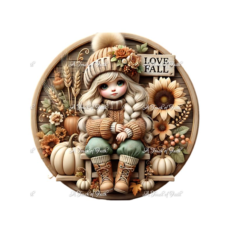 Love Fall Girl Wreath Signs