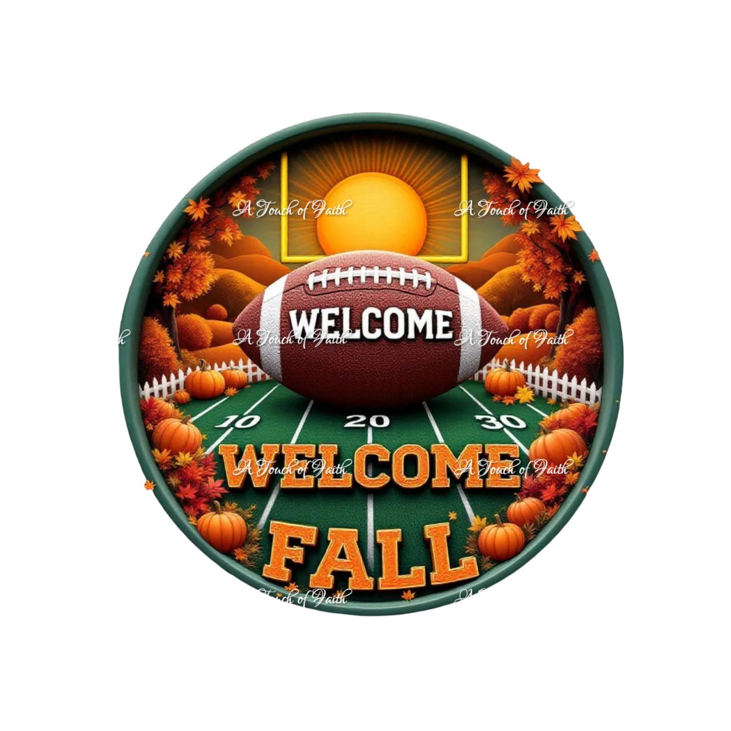 Welcome Fall Football Wreath Sign