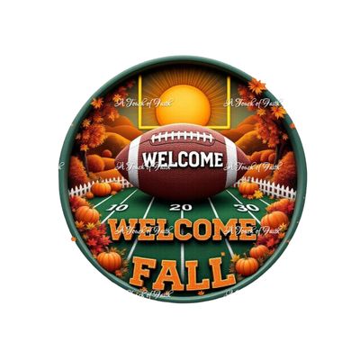 Welcome Fall Football Wreath Sign