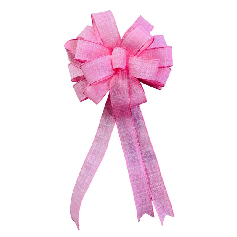 Pink &amp; White Stitched Squares Bow