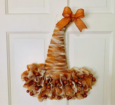 Orange Plaid Hat Wreath