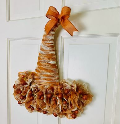 Orange Plaid Hat Wreath