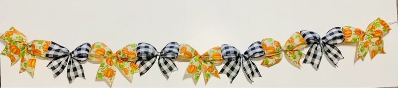 Pumpkin Orange &amp; Buffalo Plaid Bow Garland