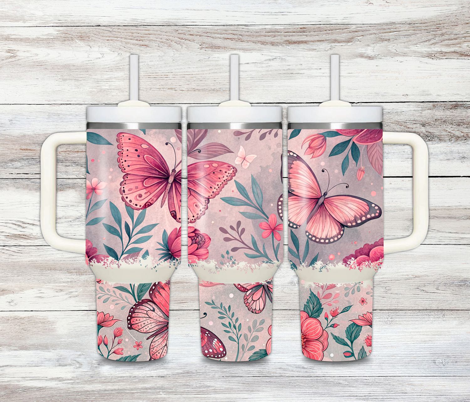 Pink Butterfly Tumbler