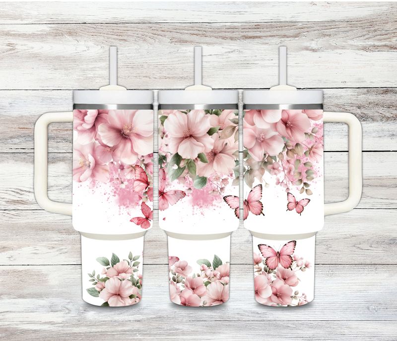 Floral Butterfly Tumbler