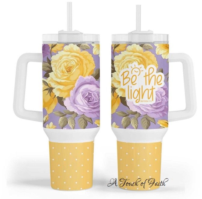 &quot;Be the Light&quot; Floral 40 oz Tumbler