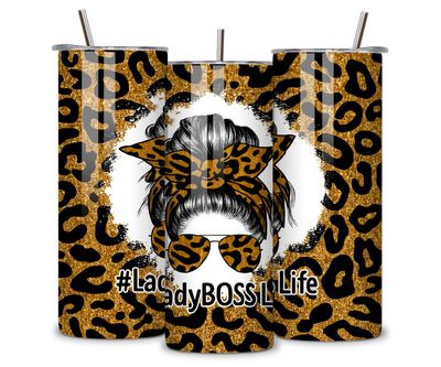 Lady Boss Life Leopard Print 20 oz Skinny Tumbler