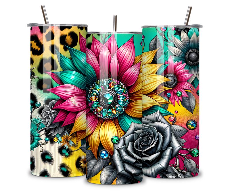 Flowers Leopard Print Tumbler