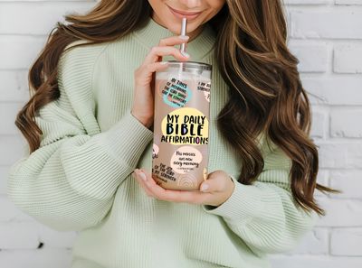 My Daily Bible Affirmations Frosted Glass Tumbler