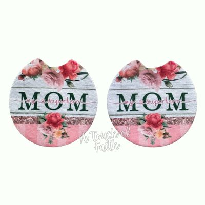 Mom My Superhero Car Coasters, Set of 2