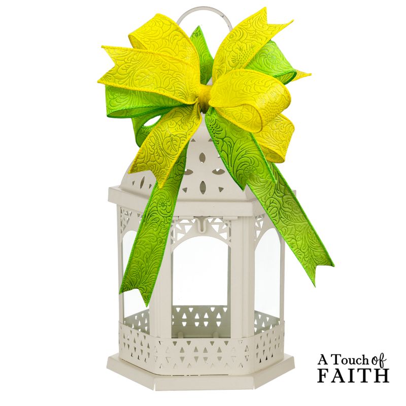 Lime Green &amp; Yellow Embossed Spring Bow