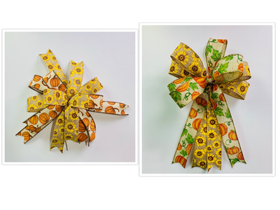 Fall Bow with Sunflowers &amp; Pumpkins
