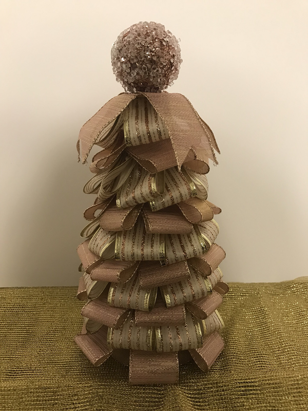 10&quot; Rose Gold Ribbon Tree Centerpiece