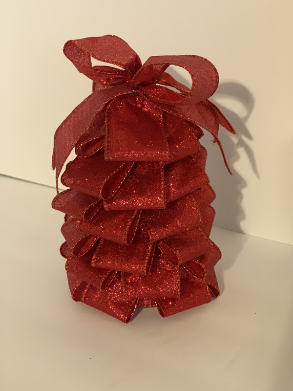 7" Red Ribbon Tree Centerpiece