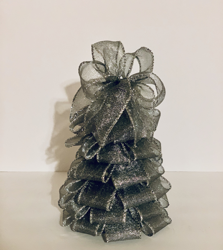 7&quot; Silver Ribbon Tree Centerpiece