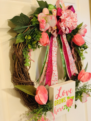 Love Grows Here Grapevine Wreath