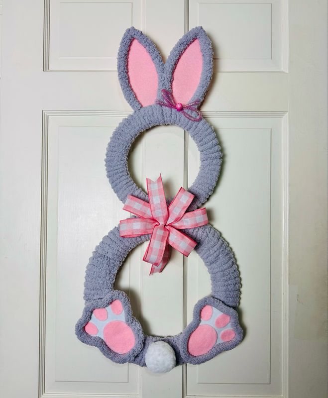 Easter Bunny Yarn Wreath