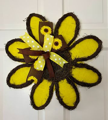Sunflower Grapevine Door Hanger with Bow