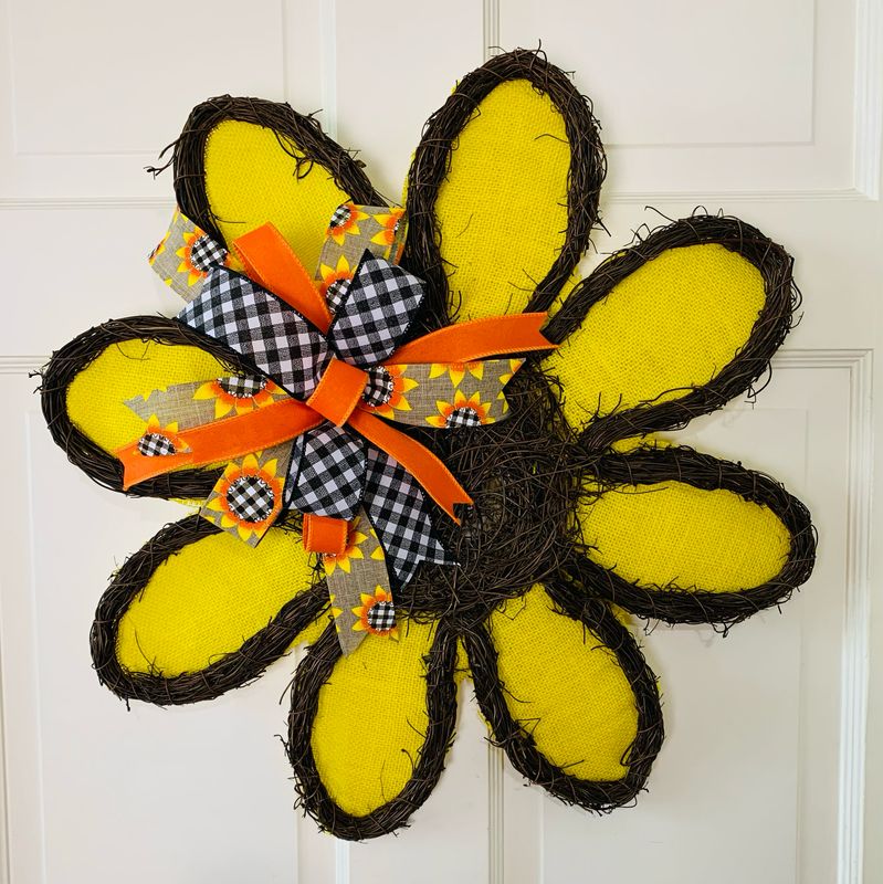 Sunflower Grapevine Door Hanger with Bow