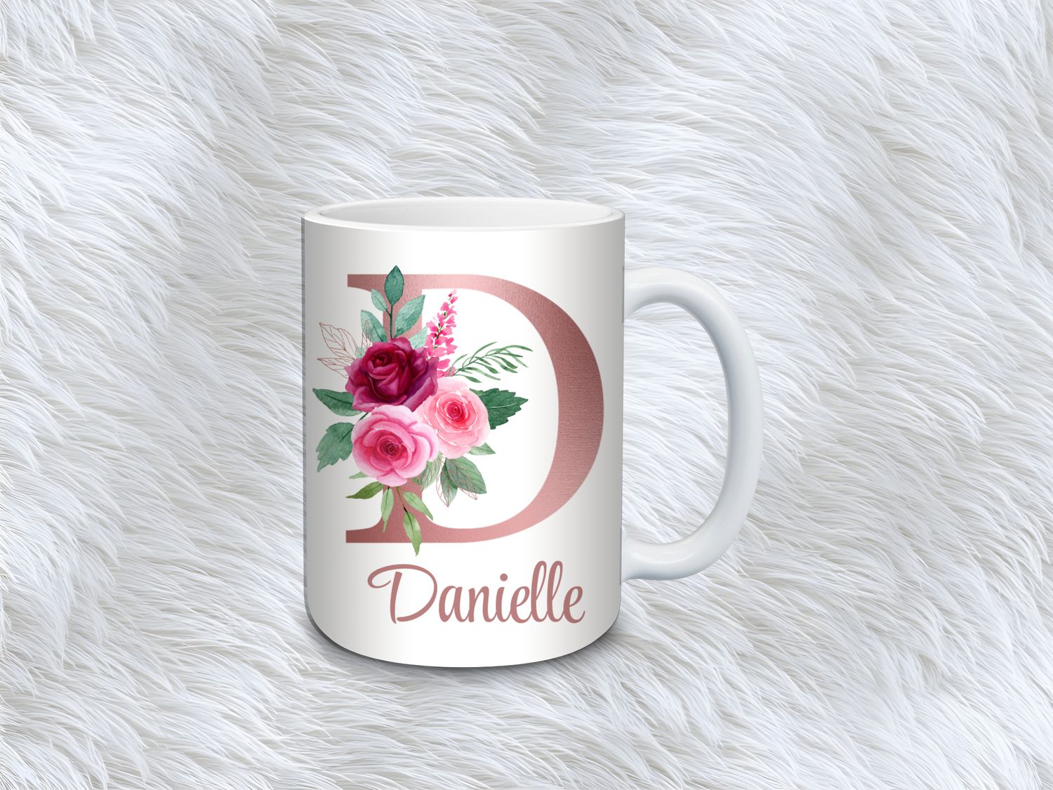 Personalized Floral Initial Mug