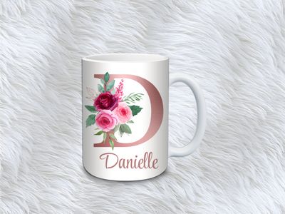 Personalized Floral Initial Mug