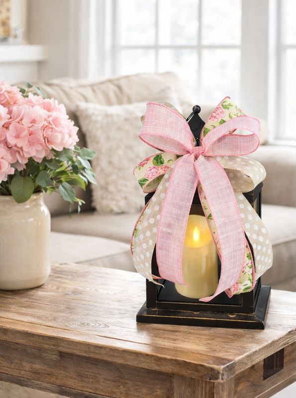 Pink Floral Lantern Bow