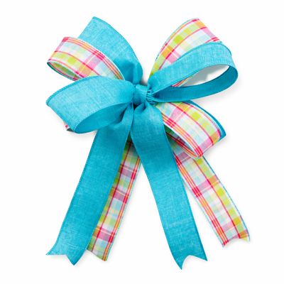 Turquoise &amp; Spring Plaid Decorative Bow