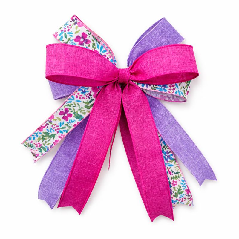 Pink Floral and Lavender Decorative Bow