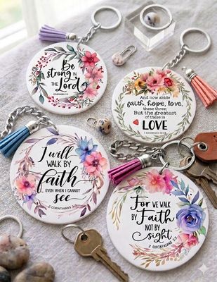 Floral Bible Verse Keychains