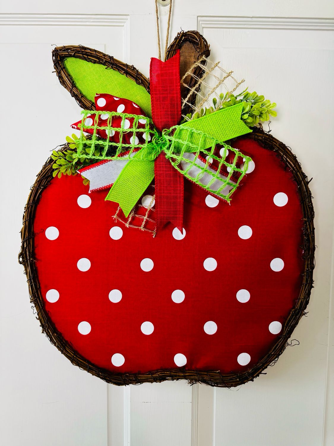 Apple Door Hanger with Handmade Bow
