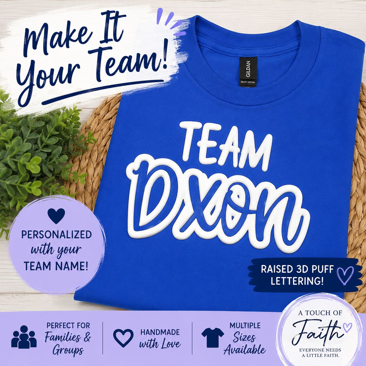 Personalized Team Name 3D Puff T-Shirt