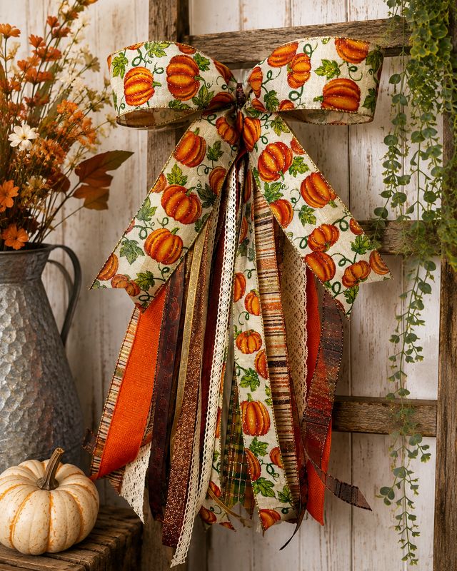 Fall Cascading Ribbon Bow